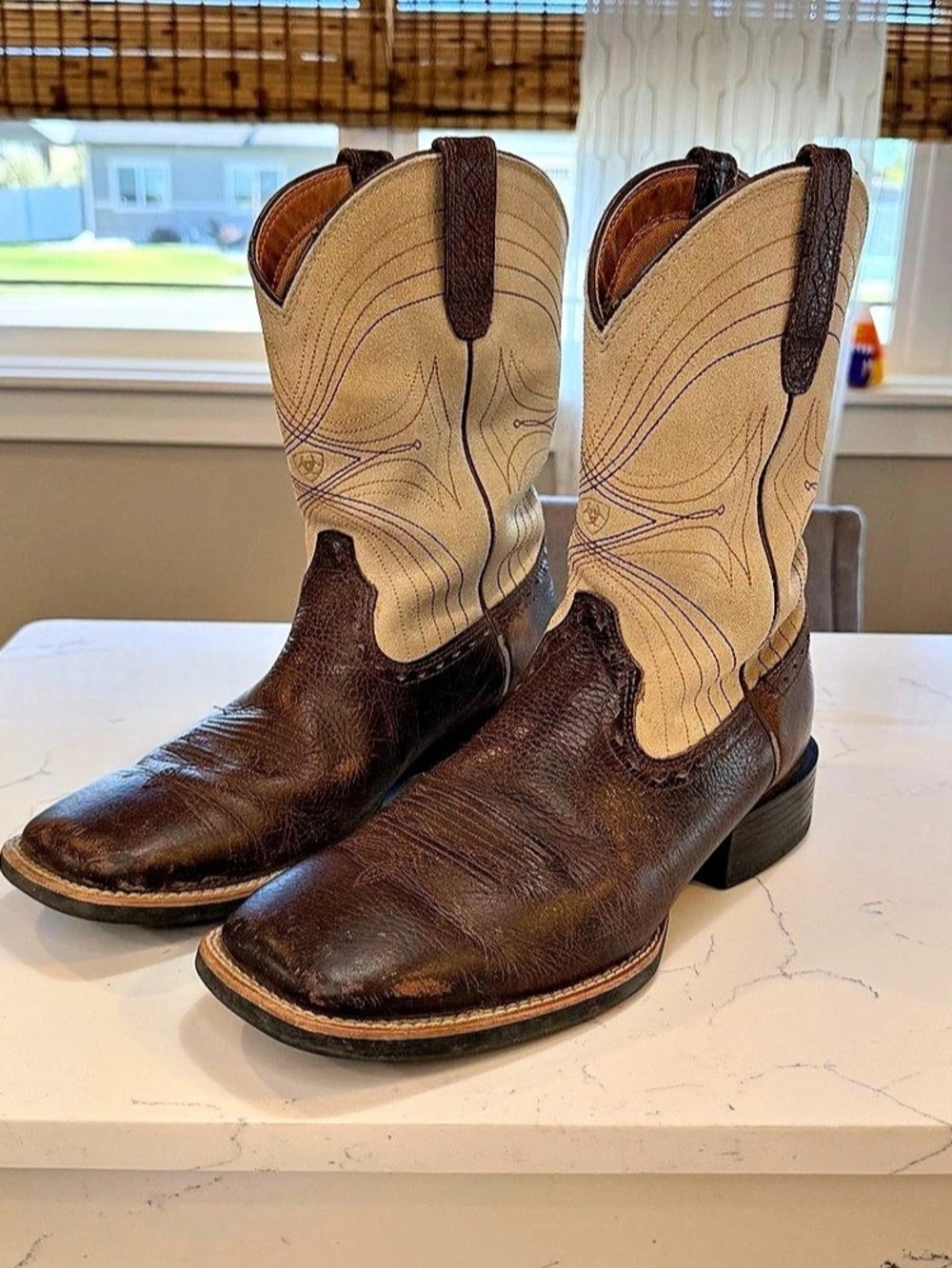 Ariat 10012786 Western Leather Boots Brown & Tan US 8.5D